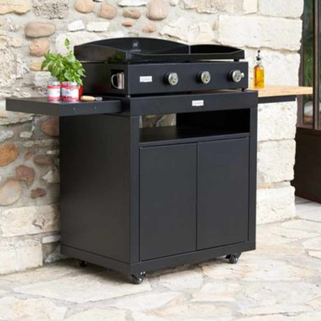 Desserte meuble 80 avec tablettes Acier Noir LeMarquier - Extérieure