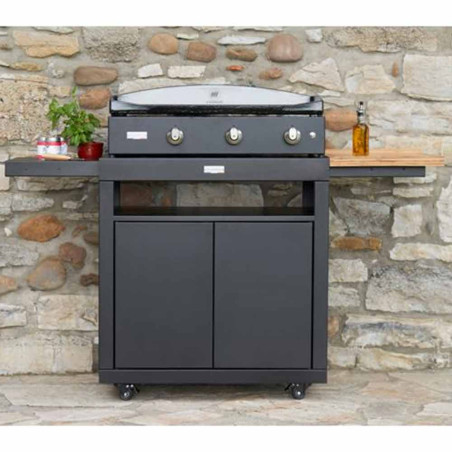 Desserte meuble 80 avec tablettes Acier Noir LeMarquier - Extérieure 3