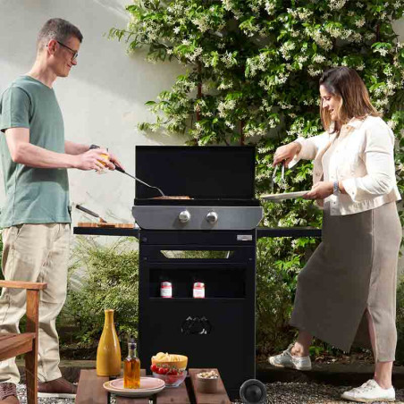 Combo Plancha + chariot + couvercle gaz Original DUO 260 LeMarquier - Extérieure