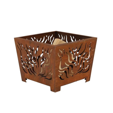 Brasero en acier corten Esschert - buche de bois