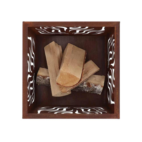 Braséro carré en acier corten Esschert - vu du dessus