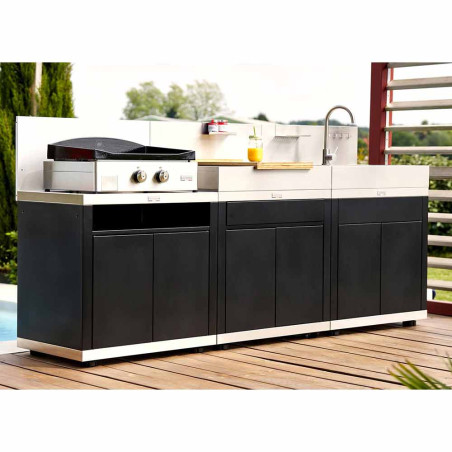 Cuisine extérieure ligne 3 modules DUO avec évier Le Marquier - Extérieure