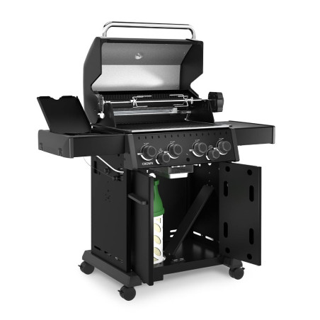 Barbecue gaz Crown 490 Shadow Broil King - profil ouvert