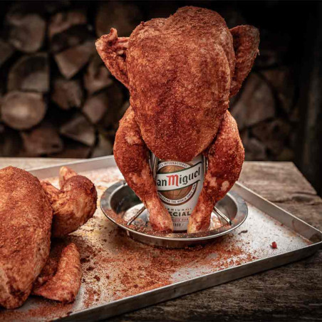 Support à poulet en inox Grillfürst - en utilisation