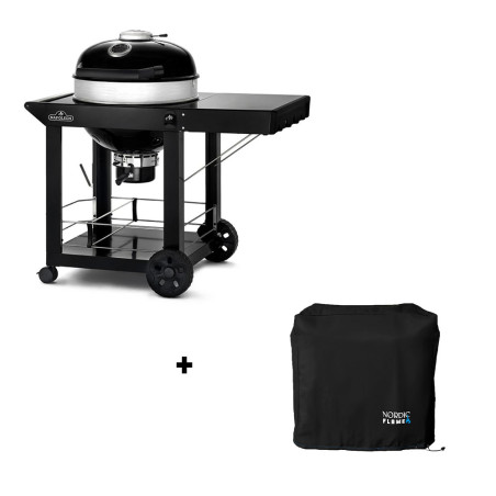 Pack barbecue charbon Kettle PRO 57 cm sur chariot et housse de protection Nordic Flame