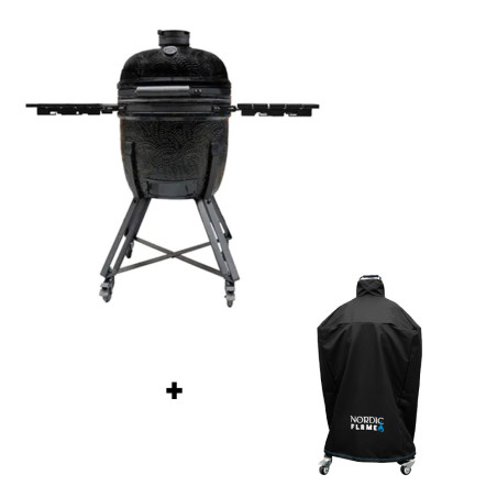Pack barbecue kamado Kamal 2.0 Large noir mat Barbecook et housse de protection premium Nordic Flame