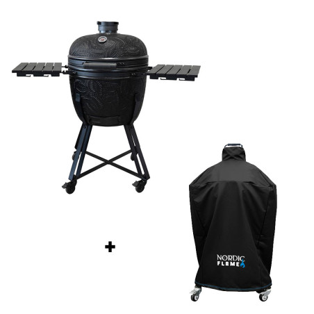 Pack barbecue kamado Kamal 2.0 XL noir mat Barbecook + Housse Premium Nordic Flame