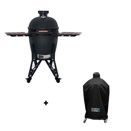 Pack barbecue kamado Urban Large sur chariot The Bastard + housse premium Nordic Flame