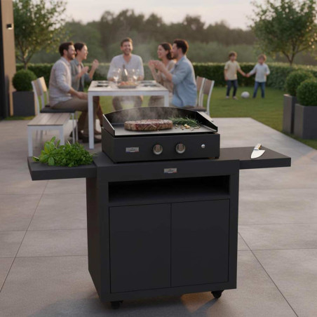 Combo plancha gaz Pure 260 + desserte Le Marquier - cuisson de la viande