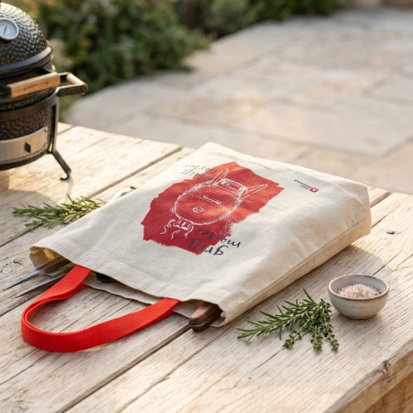 Tote bag Esprit Barbecue posé sur une table de pique nique