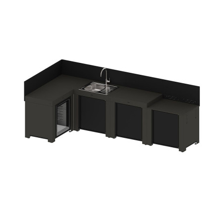 Cuisine extérieure Comfort ENO 4 modules en acier gris cargo