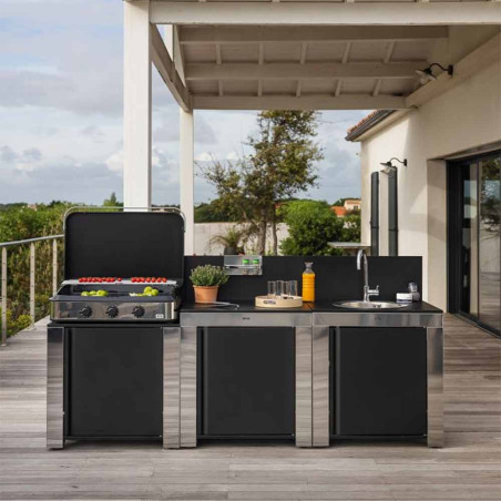 Cuisine CLASSIC 3 modules Inox et noir ENO - Extérieure