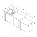 Cuisine CLASSIC 3 modules Inox et noir ENO - Dimension
