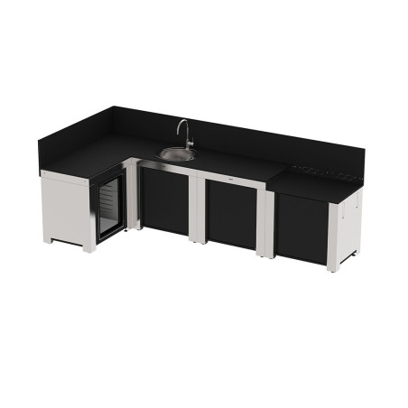 Cuisine extérieure Comfort 4 modules Inox et Noir ENO