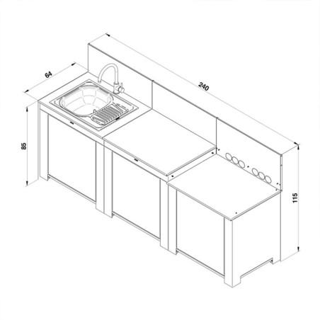 Cuisine CLASSIC 3 modules Sauge ENO - Dimension