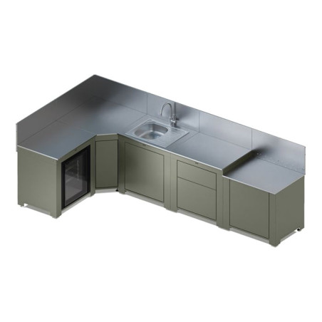 Cuisine COMFORT 5 modules avec angle Sauge ENO - Studio lateral