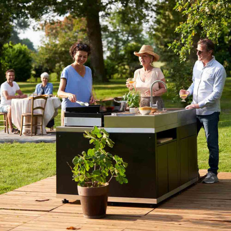 Pack ilot cuisine extérieure 4 modules DUO inox Le Marquier - ambiance