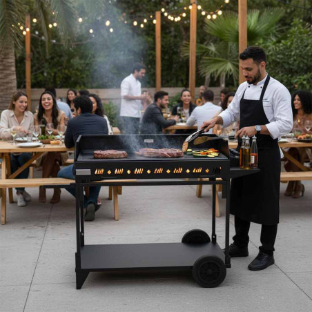 Plancha gaz d'exception Pakita 4105 Le Marquier sur chariot -  terrasse