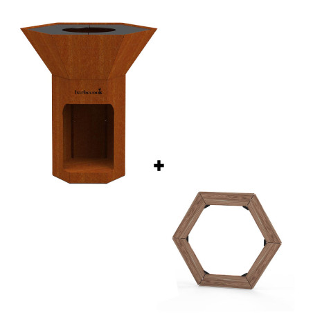 Pack brasero en corten Nestor Original et table d'appoint Barbecook