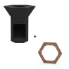 Pack brasero plancha Nestor Original acier noir Barbecook + table d'appoint en bois Barbecook
