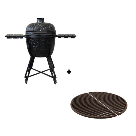 Pack barbecue kamado Kamal 2.0 XL noir brillant + 2 grilles en fonte Barbecook