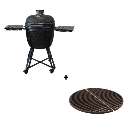 Pack barbecue kamado Kamal 2.0 XL ø53 cm noir mat Barbecook + 2 demi-grilles en fonte