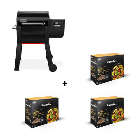 Pack Barbecue à pellets Smoque 500 + Pellets Hêtre 8 kg x3 - Weber