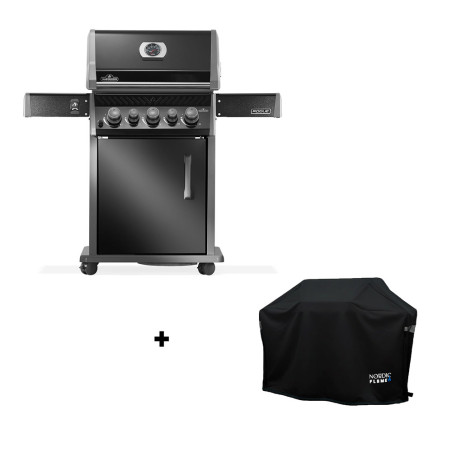 Pack barbecue gaz Rogue 425 avec rôtissoire Napoléon + housse Nordic Flame