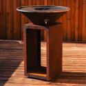 Brasero plancha B.B.O 58 en acier corten Oyat - sur une terrasse en bois