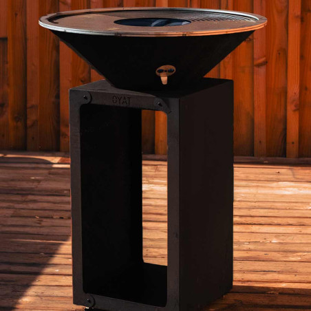 Brasero plancha B.B.O 58 cm en acier noir Oyat - terrasse bois