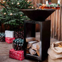 Brasero plancha B.B.O 58 cm en acier noir Oyat - ambiance Noël