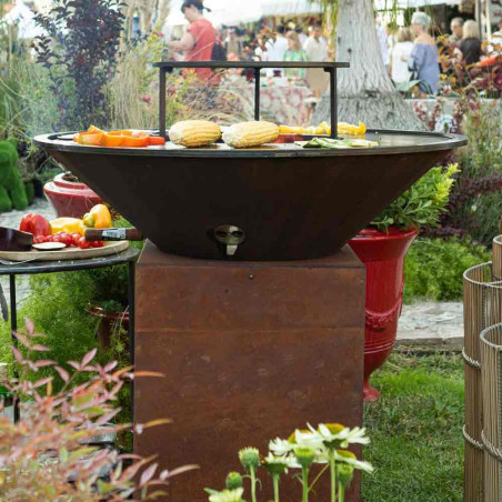 Brasero plancha B.B.O 88 cm en corten Oyat - cuisson