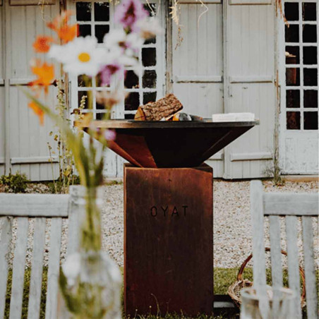 Brasero plancha Origine 88 cm en acier corten Oyat - extérieur