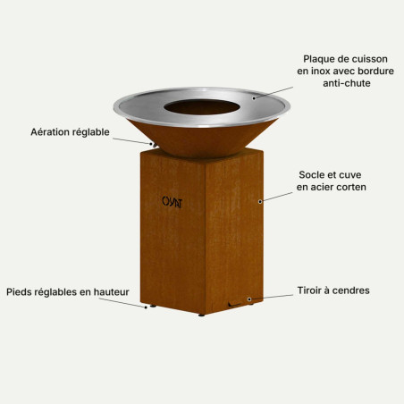 Caractéristiques du brasero Origine 88 cm corten Oyat