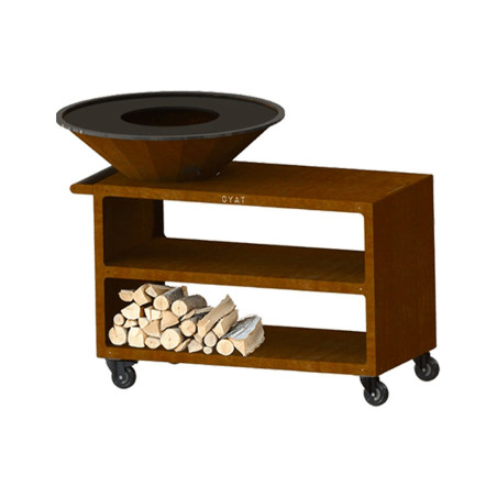 Brasero plancha Pontaillac 88 cm en acier corten - Oyat