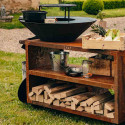 Brasero plancha Pontaillac 88 cm en acier corten Oyat - dans un jardin