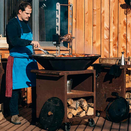 Brasero plancha Pontaillac PRO 98 cm en corten Oyat - cuisson
