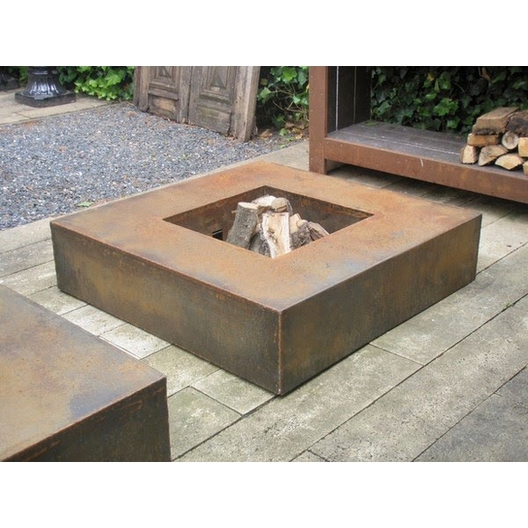 Table Braséro en Corten Carré 120 cm