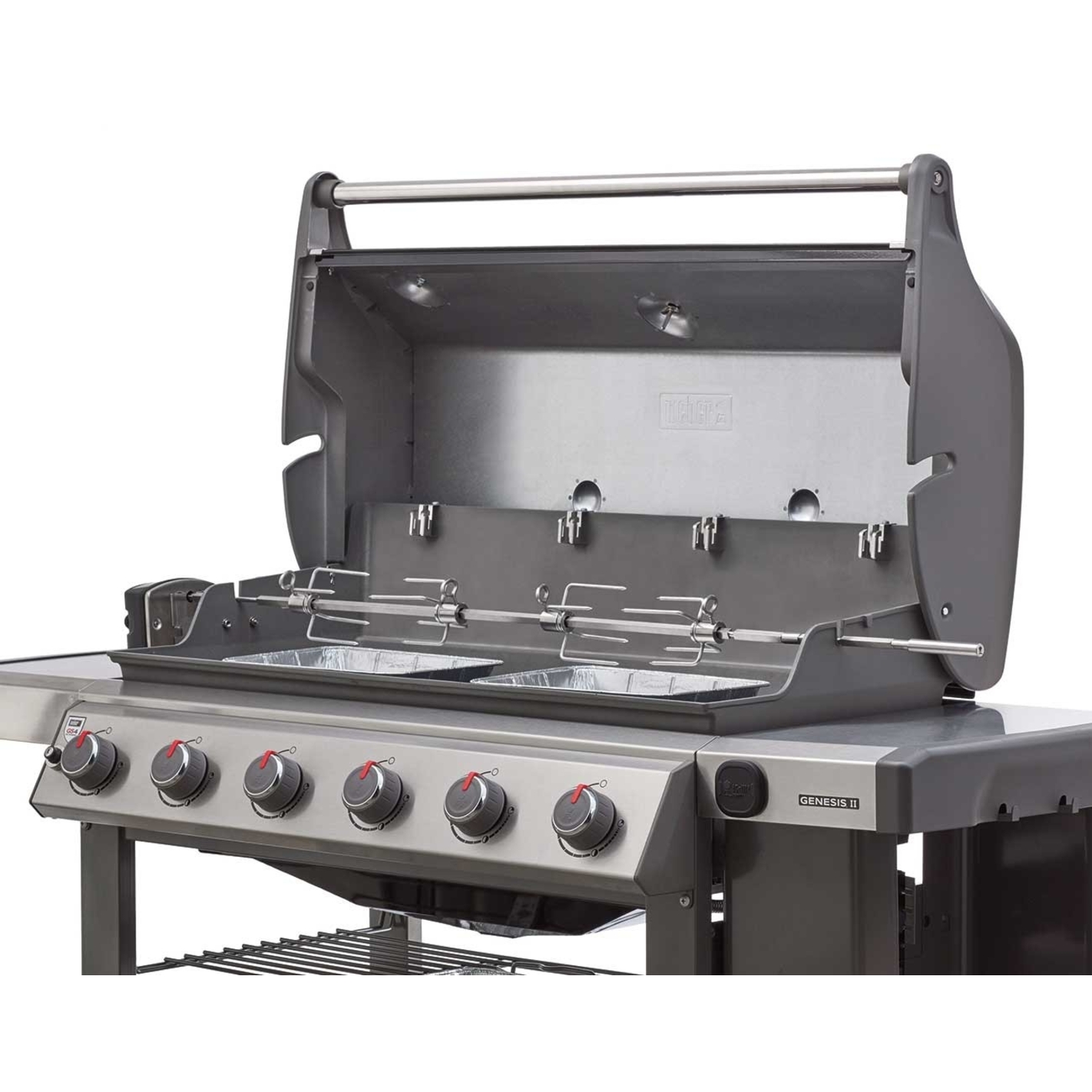 BBQ-TORO Tournebroche 70 Cm Inox Avec Moteur 220-240V | Incl. 2 Pinces Viande | Cuisson Parfaite Rôtis & Volaille