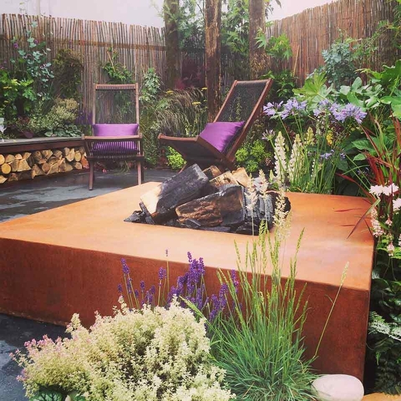 Table Braséro en Corten Carré 120 cm