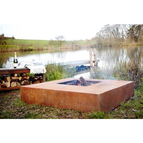 Table Braséro en Corten Carré 120 cm
