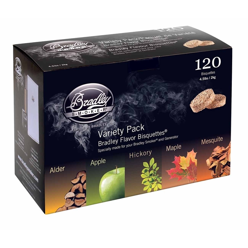 Boite 120 Bisquettes 5 saveurs - Bradley Smoker Boite 120 Bisquettes 5 saveurs - Bradley Smoker