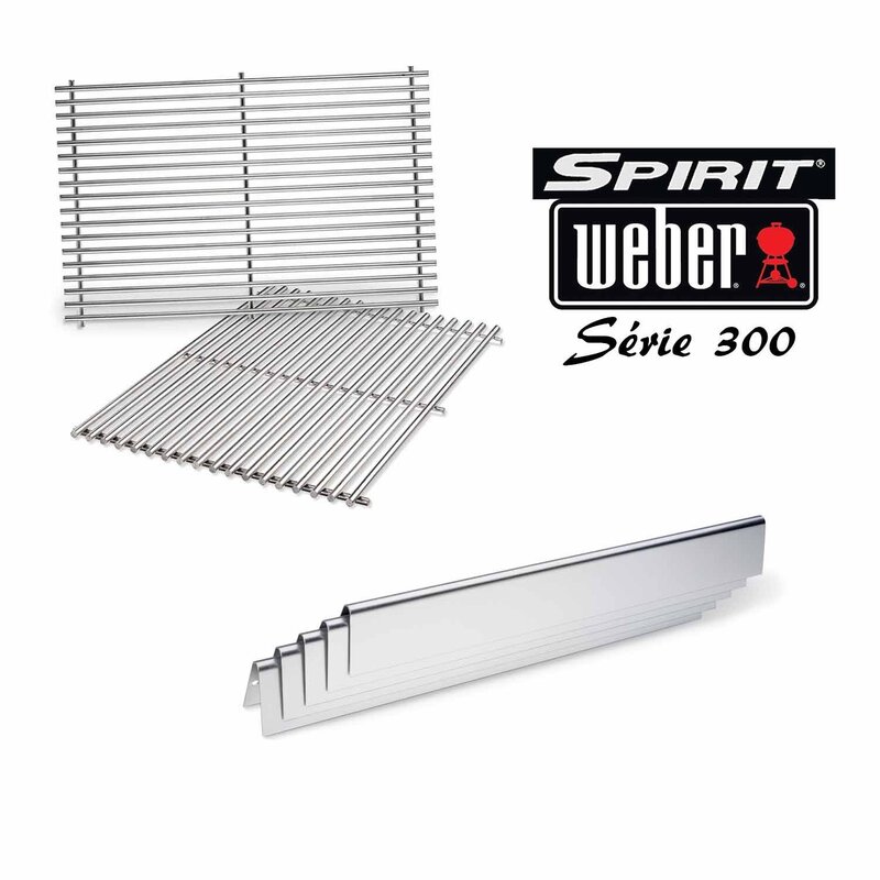 Grilles de cuisson inox + barres flavorizer Spirit 300 Lot de 2 grilles inox générique pour barbecue 2 brûleurs