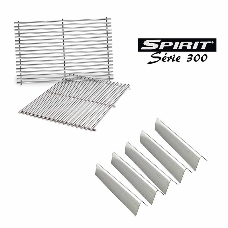 PAck SAV inox pour barbecue Spirit 300 (bouton façade) Lot de 2 grilles inox générique pour barbecue 2 brûleurs