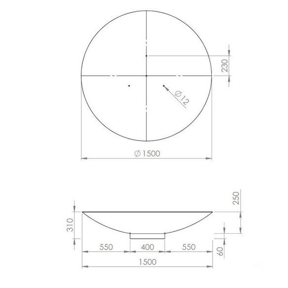 Braséro Acier Corten Rond 150cm ⌀150cm
