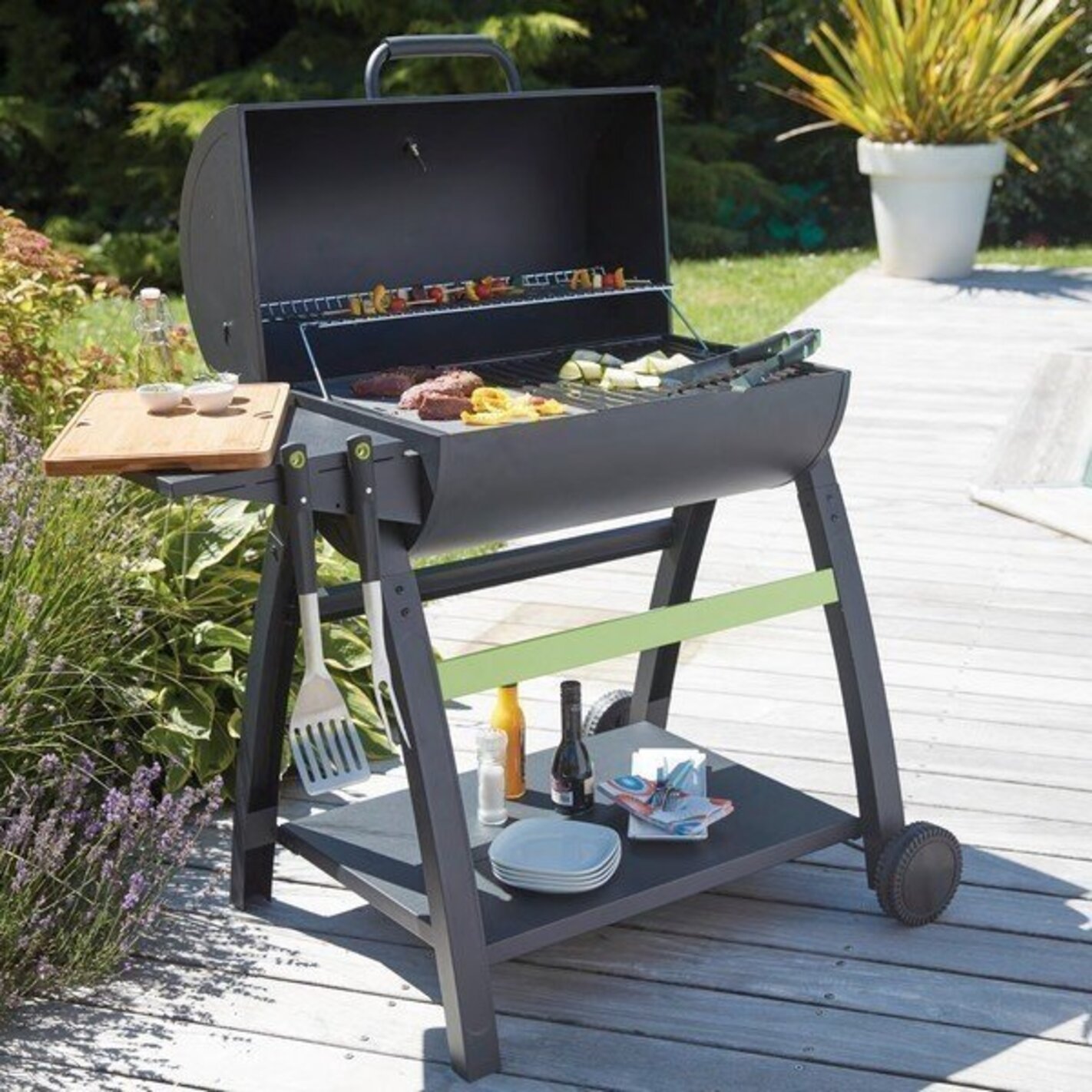 Barbecue à charbon Tonino en acier peint - Cook'in Garden