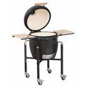 Barbecue kamado BASIC noir sur chariot ouvert - Monolith