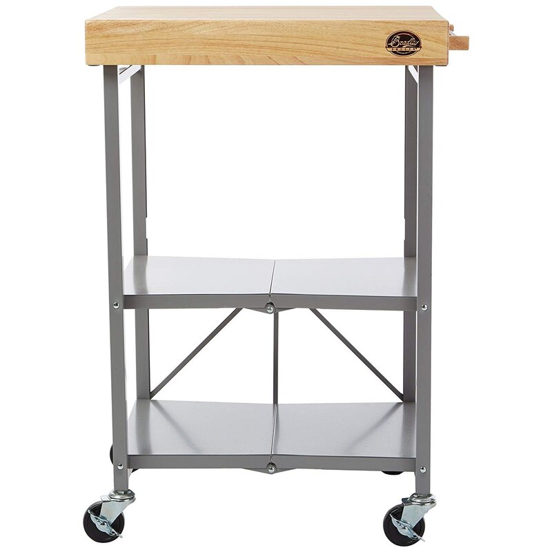 Chariot Bradley Smoker Pliable Chariot Bradley Smoker Pliable, Origami Foldable Kitchen Island Cart Silver Plate