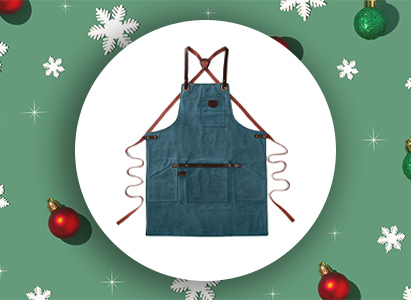 Tablier en cuir et toile waxée Bleu Canard Alaskan Maker