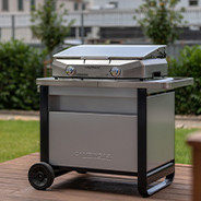 TORVA Chariot pour Barbecue, HDPE Chariot plancha, Chariot de Cuisine  d'extérieur avec Plan de Travail en Acier Inoxydable (Noir)